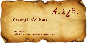 Aranyi Ákos névjegykártya