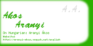 akos aranyi business card